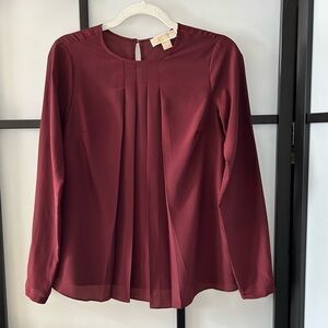 [XXS] Michael By Michael Kors Sheer Lightweight Burgundy Long Sleeve Blouse
